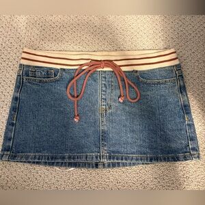Denim mini skirt with Red Rope Detail